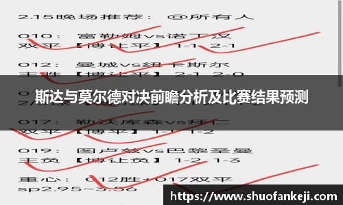 斯达与莫尔德对决前瞻分析及比赛结果预测